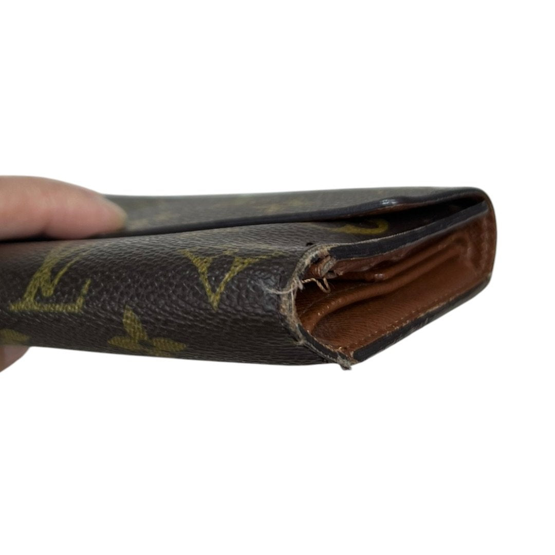 LOUIS VUITTON Monogram Portefeuille Sarah Wallet Brown Gold Hardware LO2174