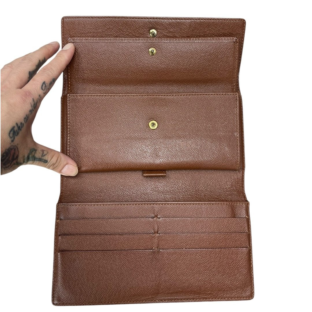 LOUIS VUITTON Monogram Portefeuille Sarah Wallet Brown Gold Hardware LO2174