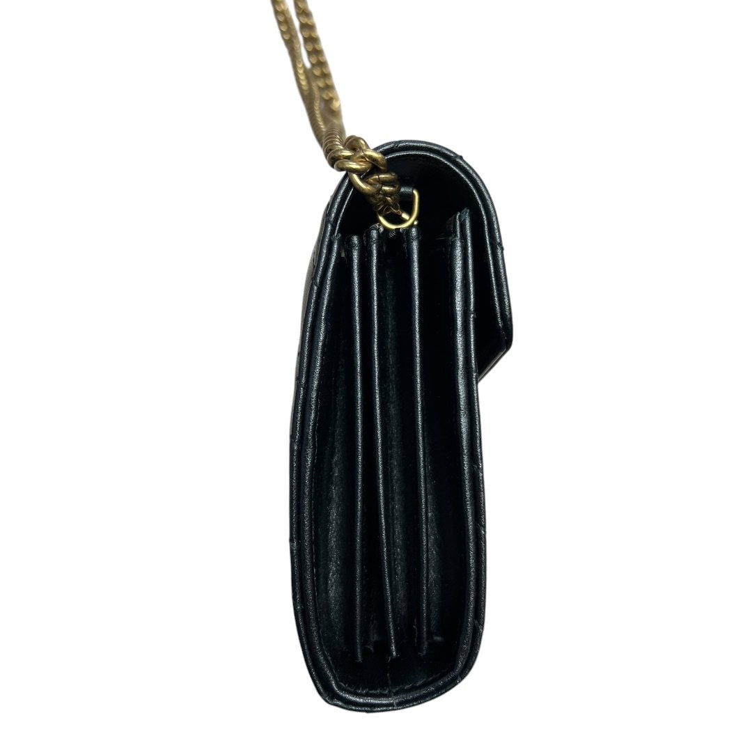 GUCCI Leather GG Marmont Matelassé Chain Wallet Wallet on Chain Black Gold Hardware Gu603