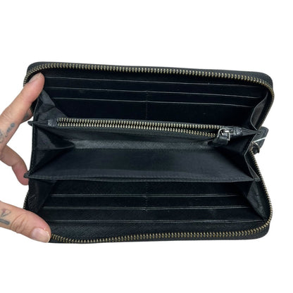 BLVCK PARIS Saffiano Wallet Black Silver Hardware Ot12