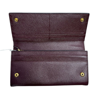 PRADA Saffiano Continental Wallet Wallet Maroon with Pink, Grey, and Black accents Gold Hardware PR174