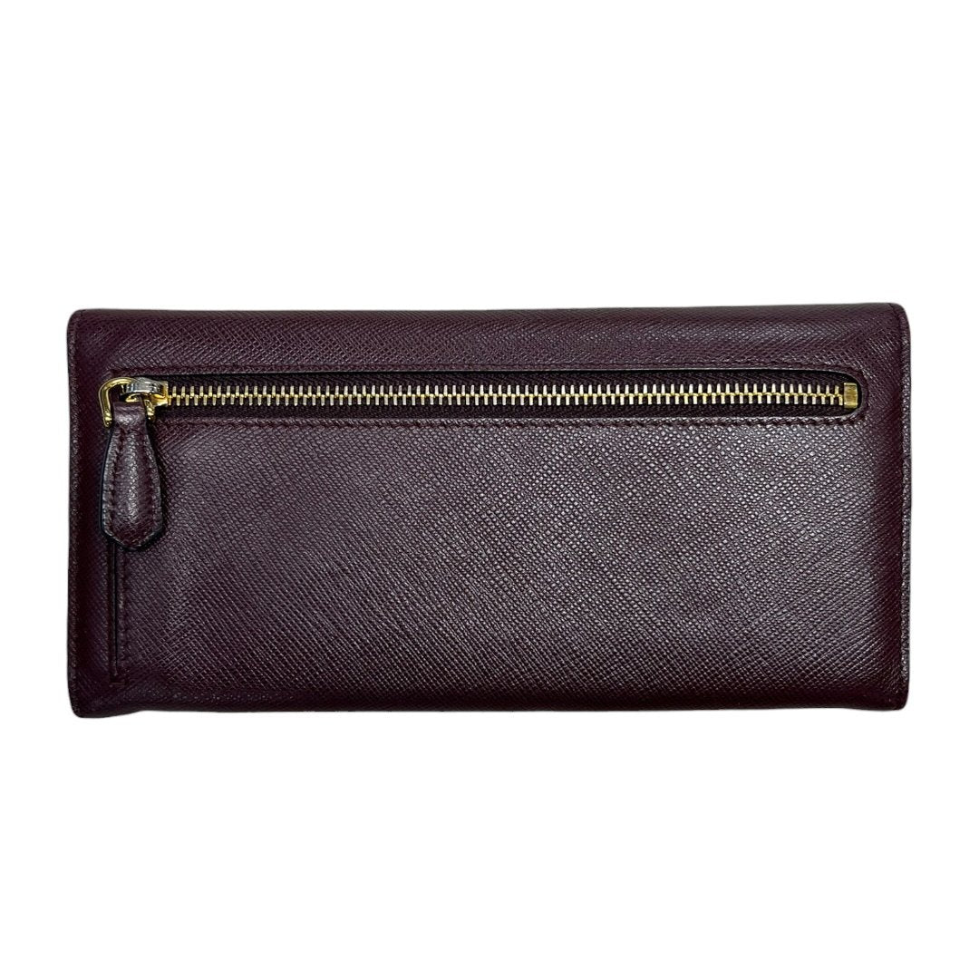 PRADA Saffiano Continental Wallet Wallet Maroon with Pink, Grey, and Black accents Gold Hardware PR174