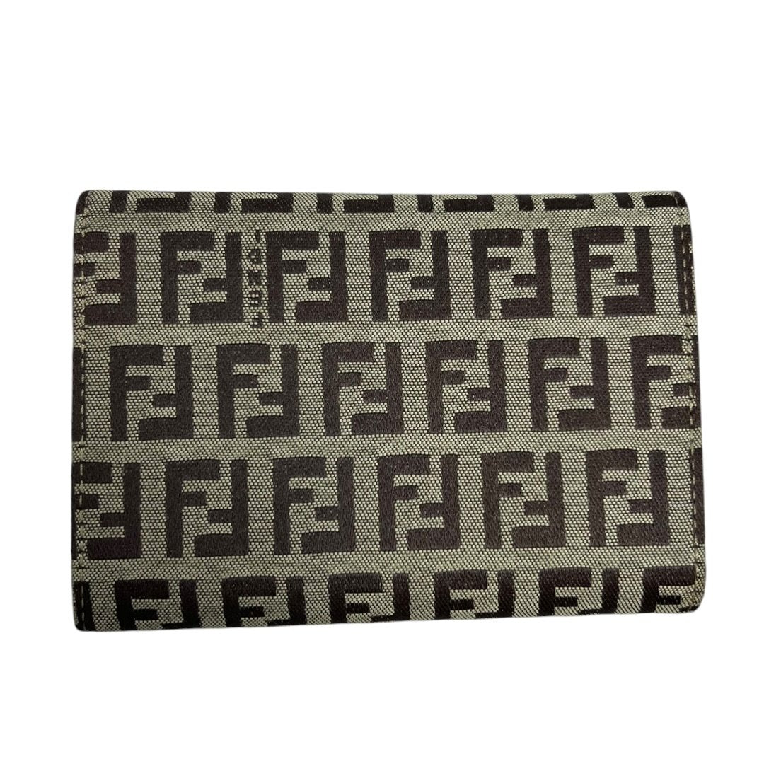 FENDI Zucca Canvas, Leather Zucca Trifold Wallet Wallet Brown, Beige Silver Hardware FE359