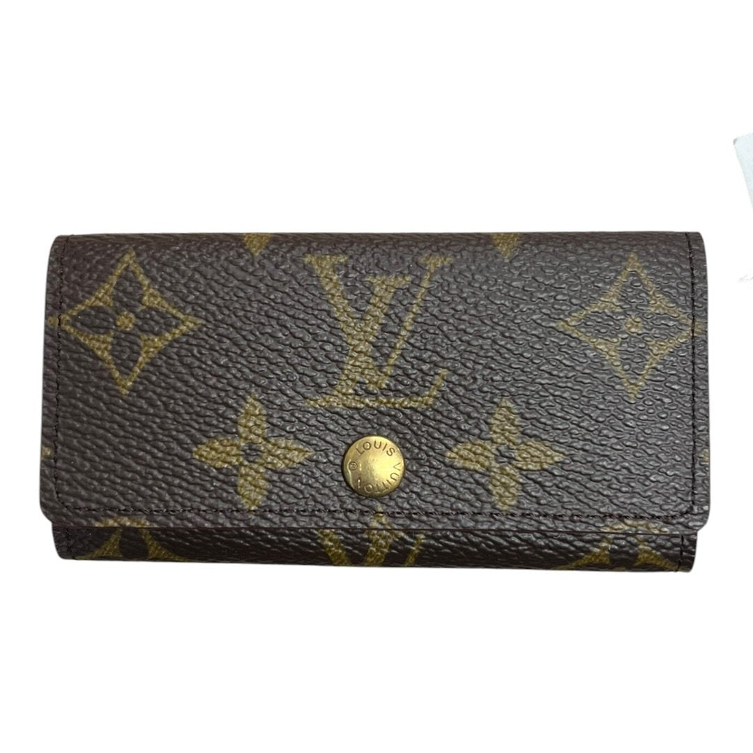LOUIS VUITTON Monogram 4 Key Holder Wallet Brown Gold Hardware LO2164