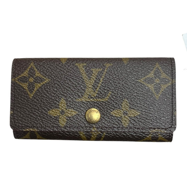 LOUIS VUITTON Monogram 4 Key Holder Wallet Brown Gold Hardware LO2164