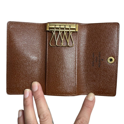 LOUIS VUITTON Monogram 4 Key Holder Wallet Brown Gold Hardware LO2164