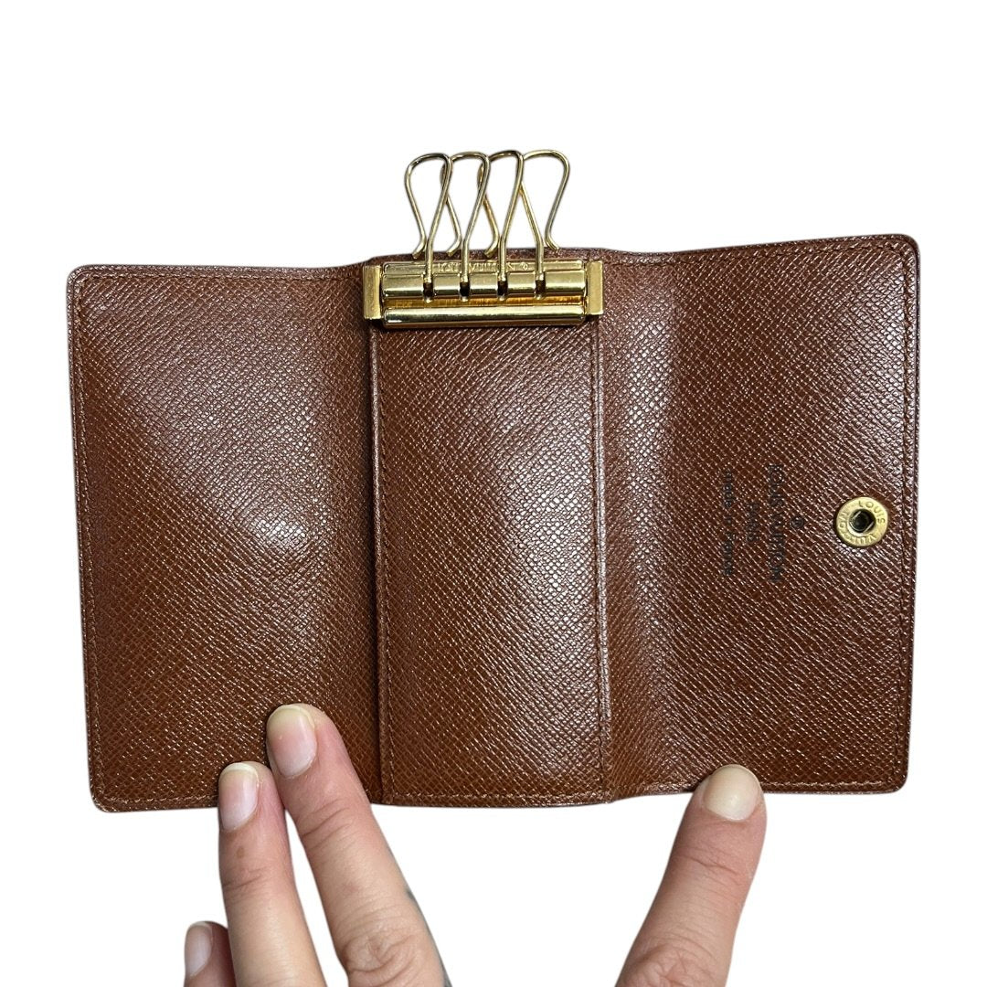 LOUIS VUITTON Monogram 4 Key Holder Wallet Brown Gold Hardware LO2164
