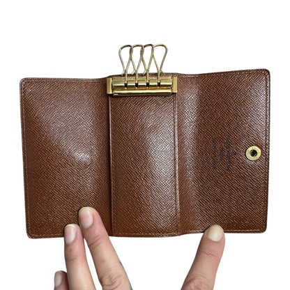 LOUIS VUITTON Monogram 4 Key Holder Wallet Brown Gold Hardware LO2164