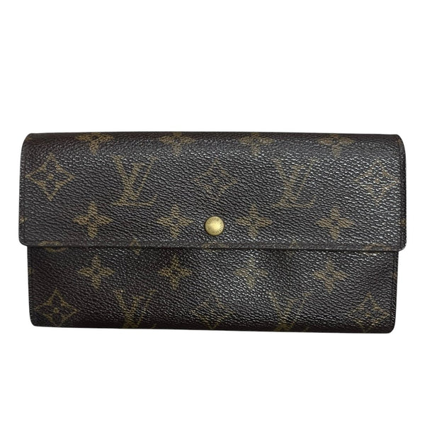 LOUIS VUITTON Monogram Portefeuille Sarah Wallet Brown Gold Hardware LO2171
