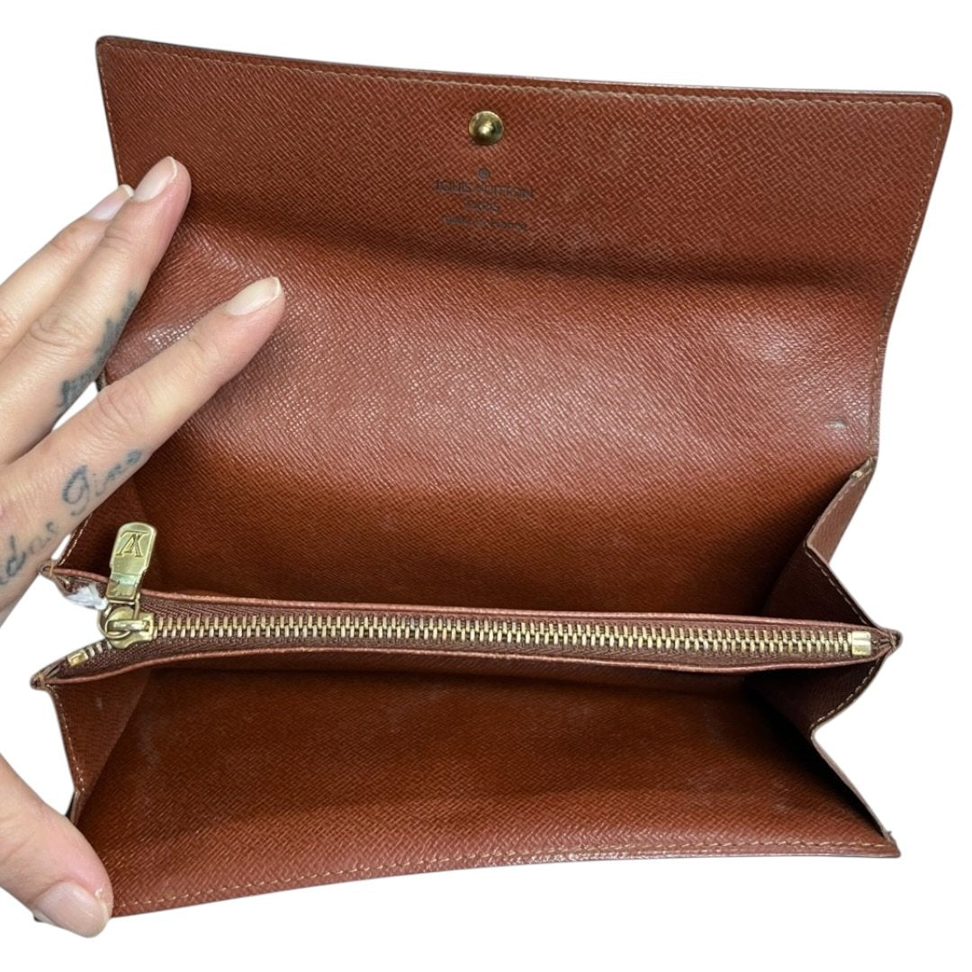 LOUIS VUITTON Monogram Portefeuille Sarah Wallet Brown Gold Hardware LO2171