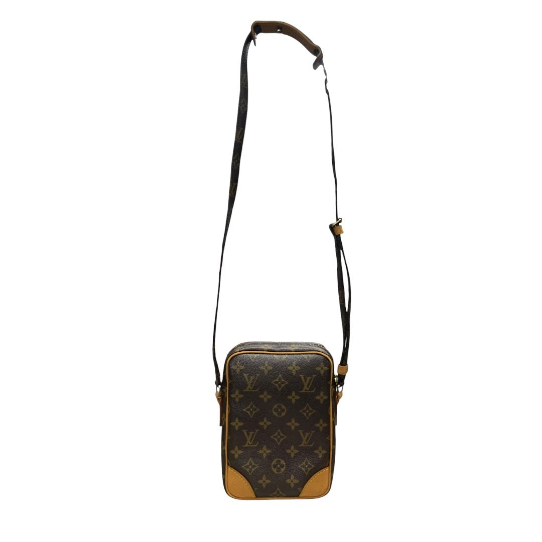 LOUIS VUITTON Monogram Danube Double Compartment Shoulder Bag Brown Gold Hardware LO2234