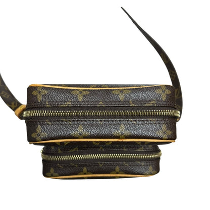 LOUIS VUITTON Monogram Danube Double Compartment Shoulder Bag Brown Gold Hardware LO2234
