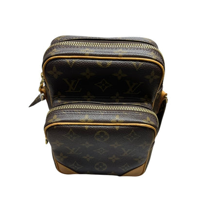 LOUIS VUITTON Monogram Danube Double Compartment Shoulder Bag Brown Gold Hardware LO2234