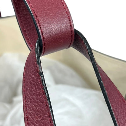LOEWE Grained Leather Hammock Bag Small Shoulder Bag Cream, Burgundy Silver Hardware LO2380