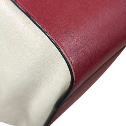 LOEWE Grained Leather Hammock Bag Small Shoulder Bag Cream, Burgundy Silver Hardware LO2380