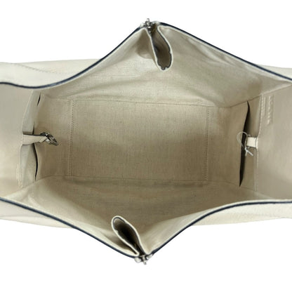LOEWE Grained Leather Hammock Bag Small Shoulder Bag Cream, Burgundy Silver Hardware LO2380