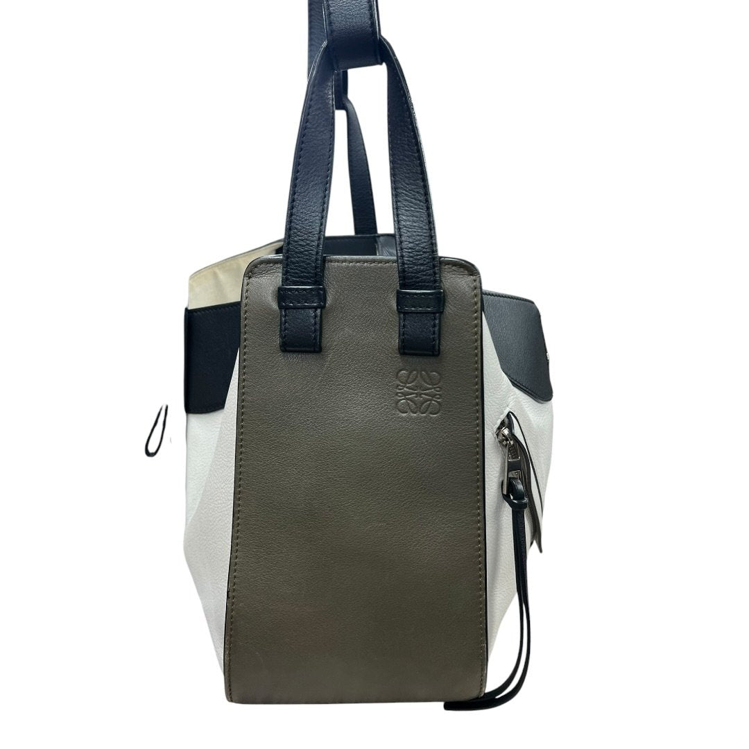 LOEWE Calfskin Hammock Shoulder Bag White, Black, Olive Green Silver Hardware LO2379