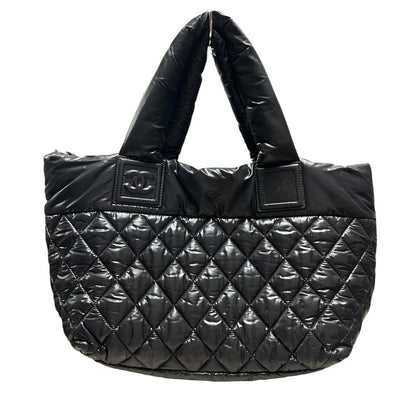 CHANEL Quilted Nylon Coco Cocoon Tote Bag Tote Black Silver Hardware CH2258