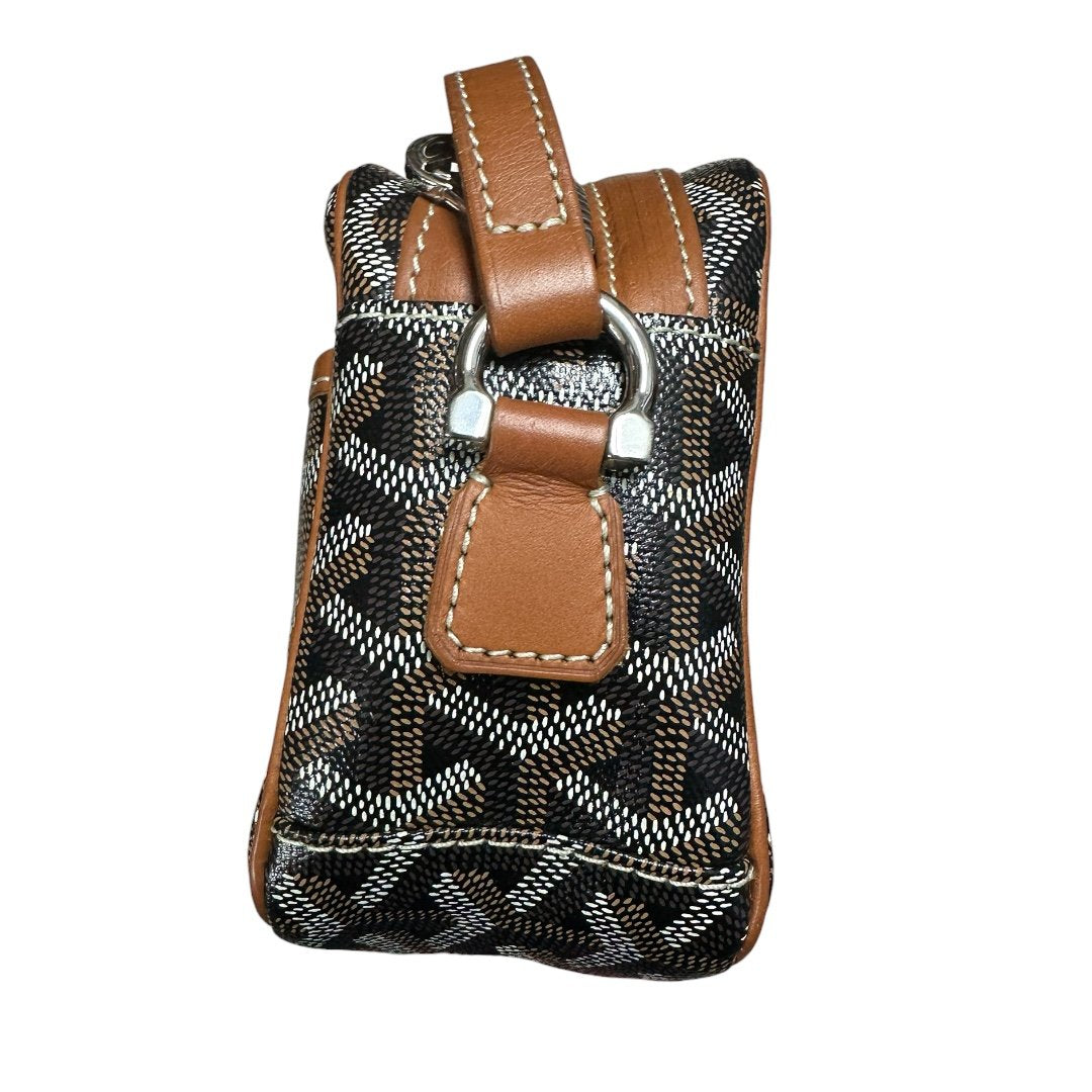 Goyardine Pochette Shoulder Bag Black and Brown Goyardine with Brown leather trim Silver Hardware RY11