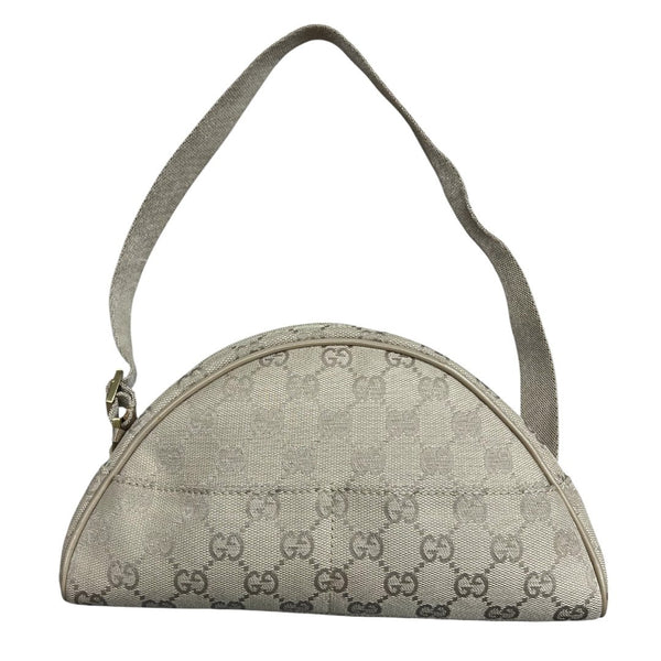 GUCCI Canvas GG Monogram Half Moon Shoulder Bag Shoulder Bag Beige Gold Hardware NJ15