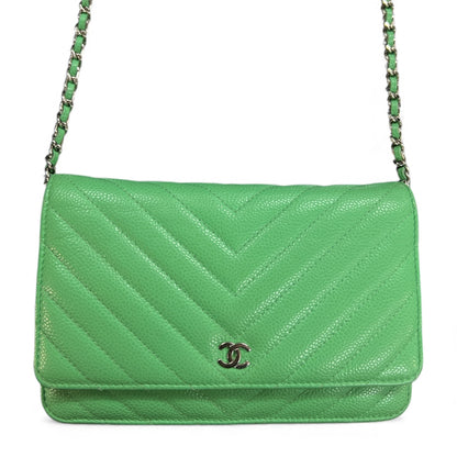 CHANEL Green Chain Wallet Shoulder Bag CH2026