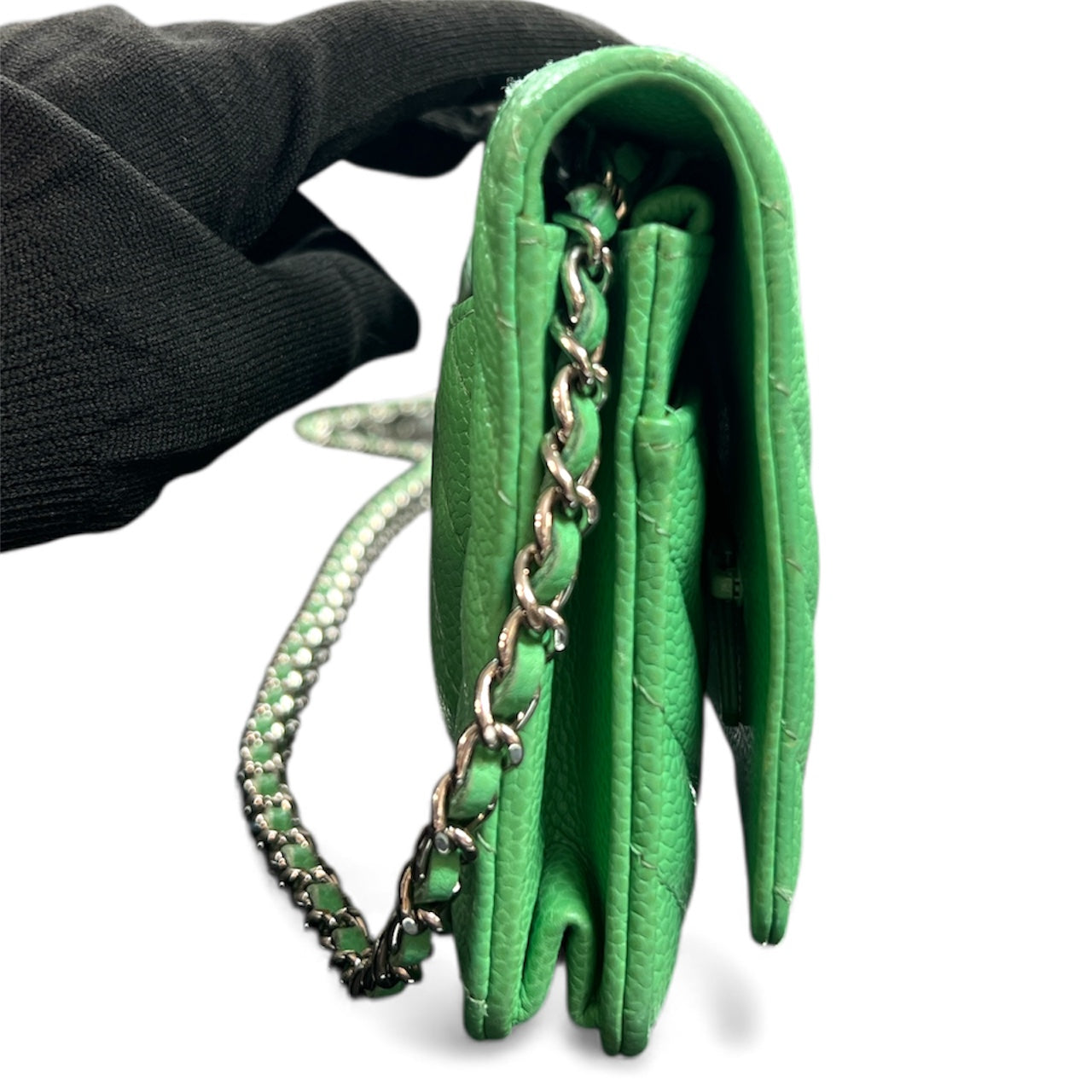 CHANEL Green Chain Wallet Shoulder Bag CH2026