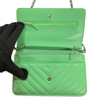 CHANEL Green Chain Wallet Shoulder Bag CH2026