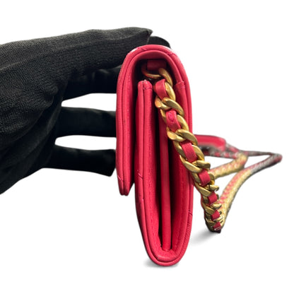 CHANEL Pink Matelassé Leather Chain Wallet CH1944