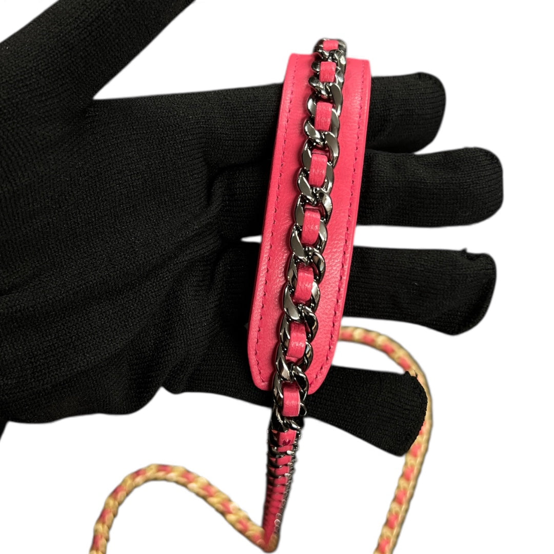 CHANEL Pink Matelassé Leather Chain Wallet CH1944