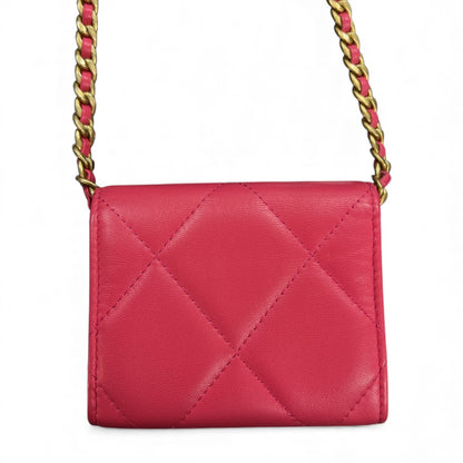 CHANEL Pink Matelassé Leather Chain Wallet CH1944