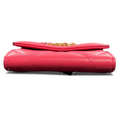 CHANEL Pink Matelassé Leather Chain Wallet CH1944