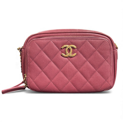 CHANEL Matelassé Pink Caviar Skin Shoulder Bag CH1938