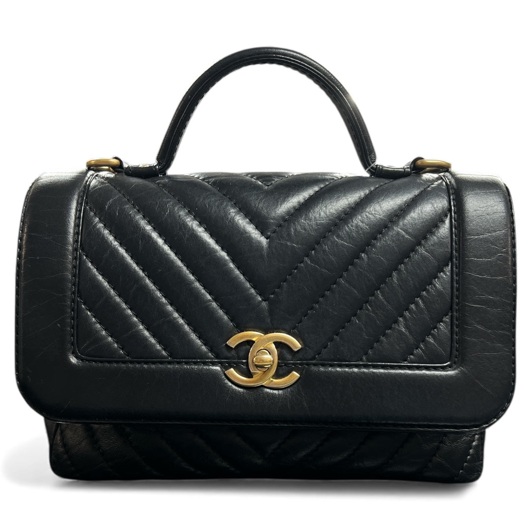 CHANEL Black Vintage Leather Shoulder Bag