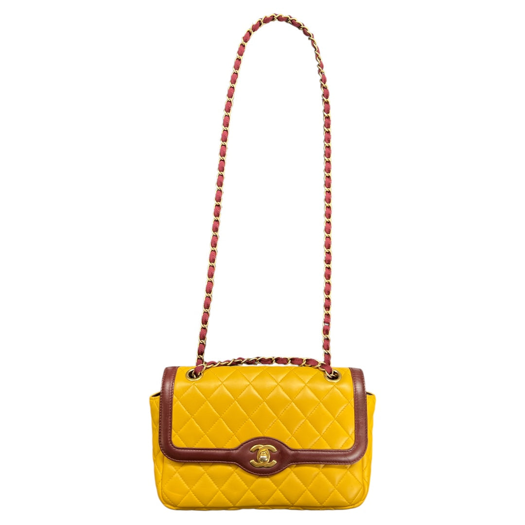CHANEL Mustard &amp; Purple Chain Shoulder Bag CH1830