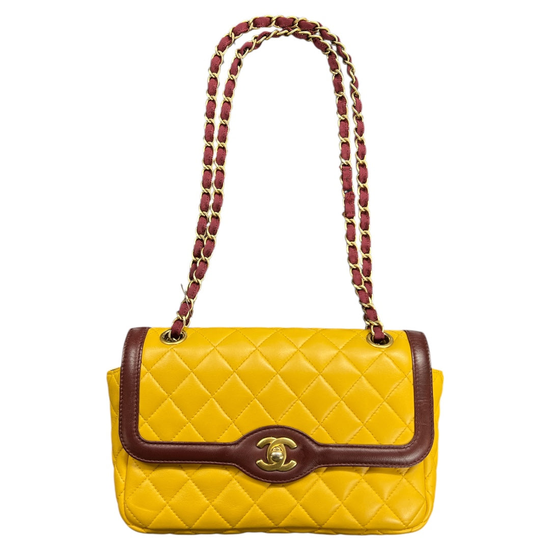 CHANEL Mustard &amp; Purple Chain Shoulder Bag CH1830