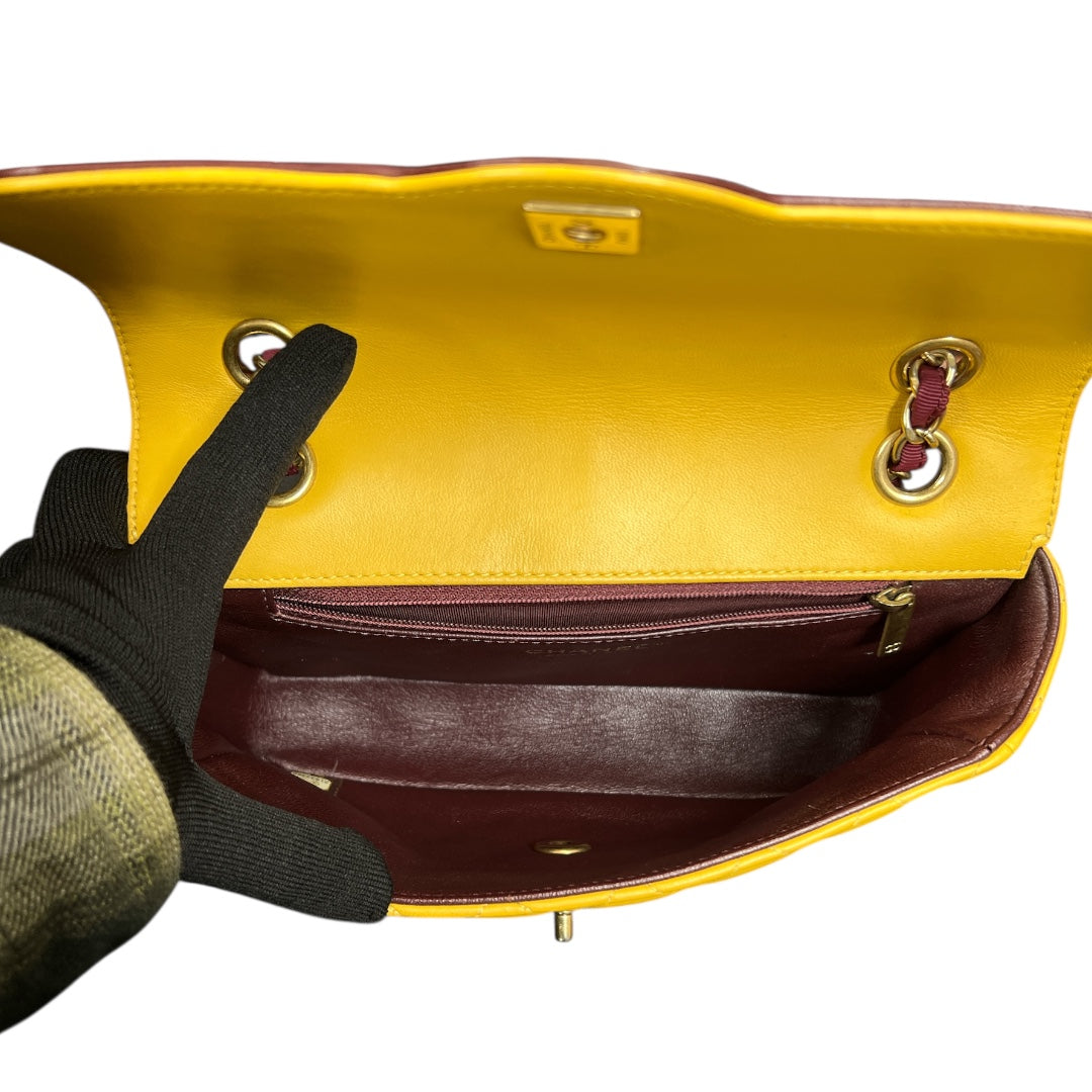 CHANEL Mustard &amp; Purple Chain Shoulder Bag CH1830