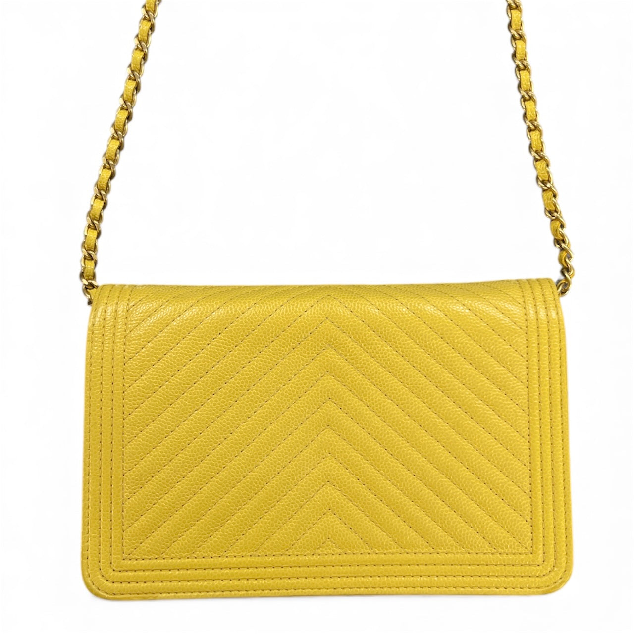 CHANEL Boy Chanel Yellow Chain Wallet Bag CH1803