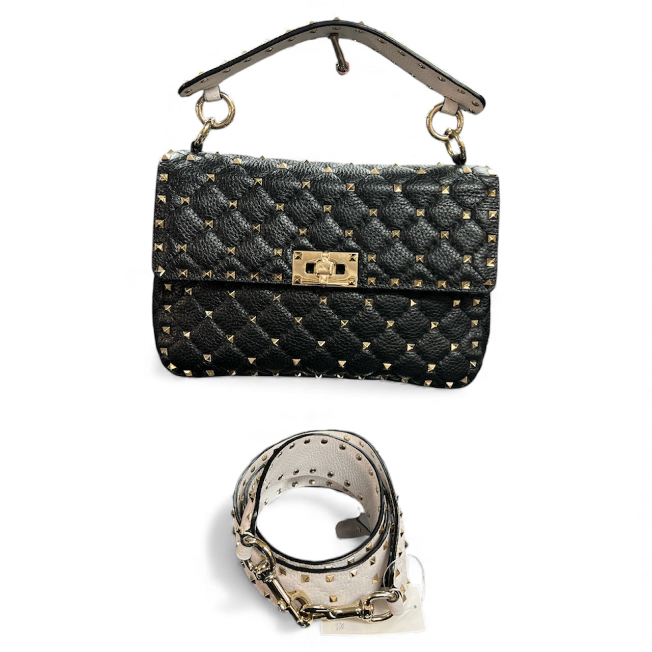 VALENTINO Studded Black Leather Shoulder Bag VA19