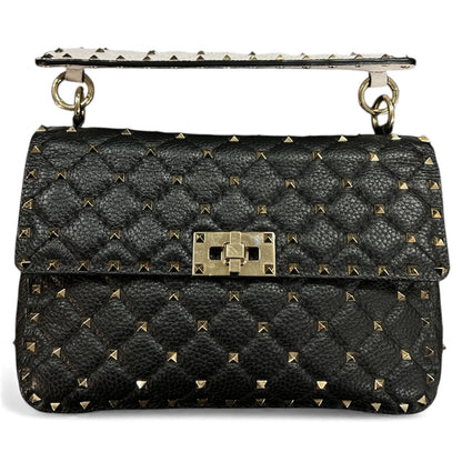 VALENTINO Studded Black Leather Shoulder Bag VA19