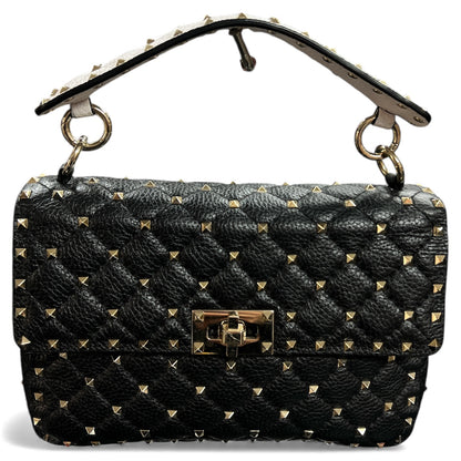 VALENTINO Studded Black Leather Shoulder Bag VA19