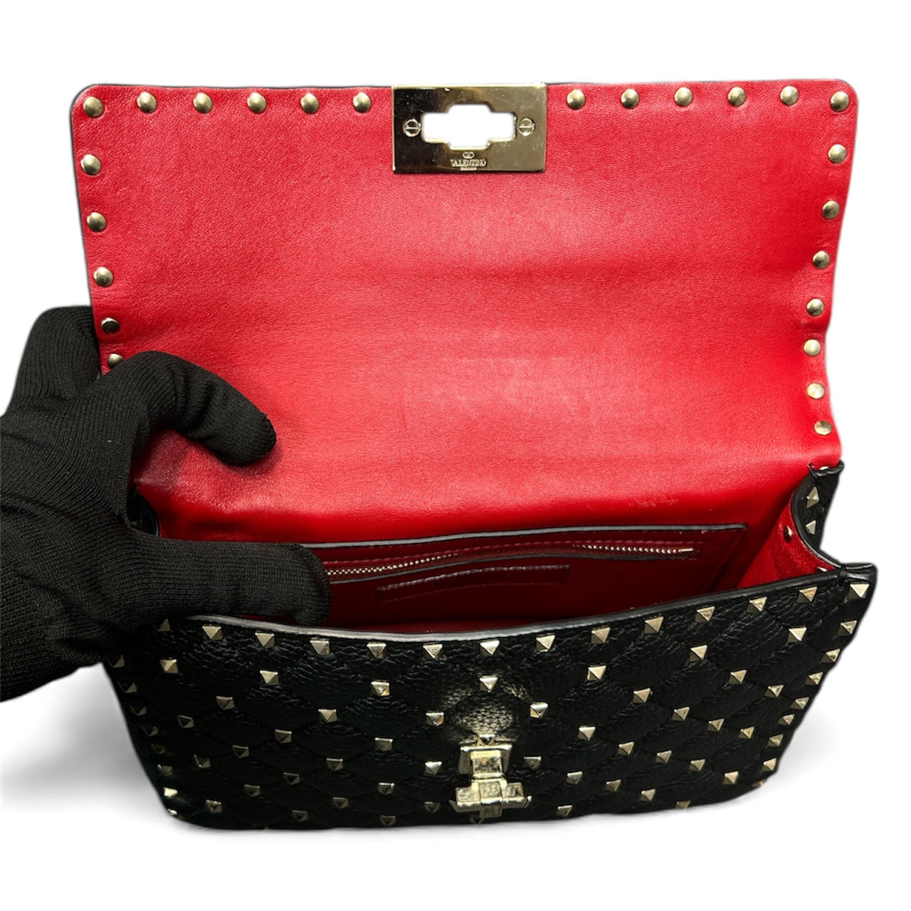 VALENTINO Studded Black Leather Shoulder Bag VA19