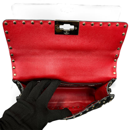 VALENTINO Studded Black Leather Shoulder Bag VA19