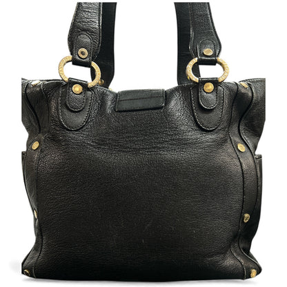 BVLGARI Black Leather Tote Bag BV52