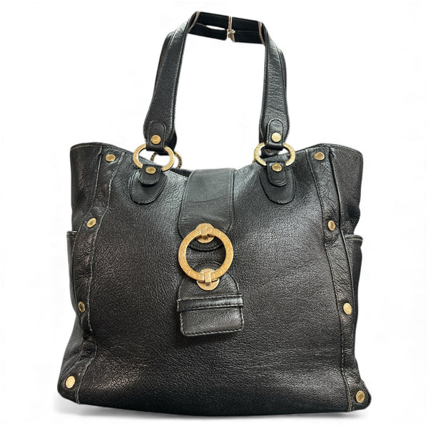 BVLGARI Black Leather Tote Bag BV52
