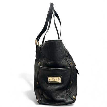 BVLGARI Black Leather Tote Bag BV52