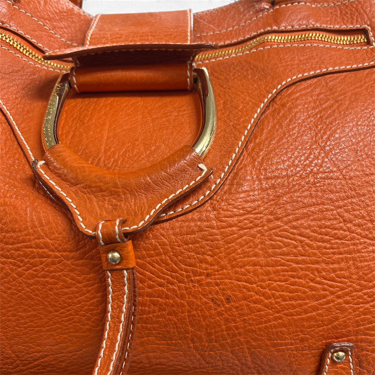 A.D.M.J ☆スワロフスキーオレンジレザーハンドバッグ レザーレザーハンドバッグ P-- TOUTOU （オレンジ） -MANGO - マンゴ