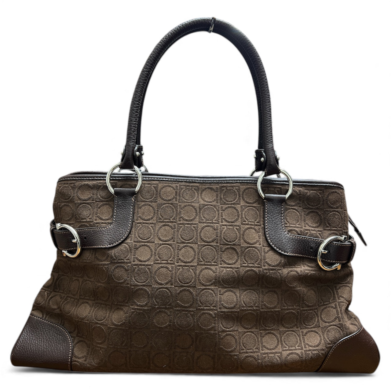 FERRAGAMO Brown Logo Tote Bag Fe302