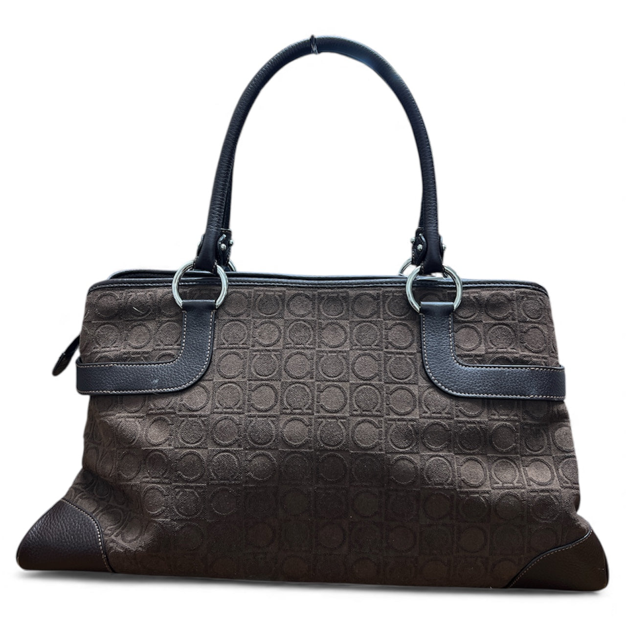 FERRAGAMO Brown Logo Tote Bag Fe302
