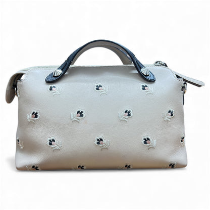 FENDI Embroidered Design Beige Leather Bag FE334