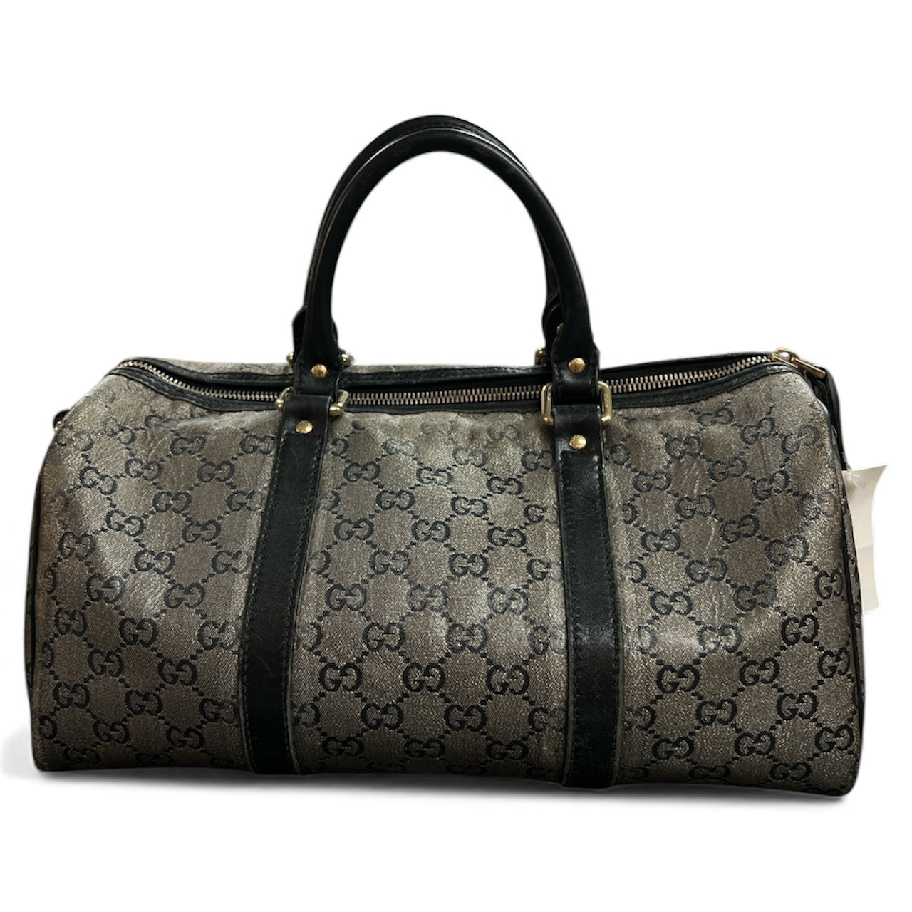 GUCCI Boston Bag GG Pattern Gray/Black GU382